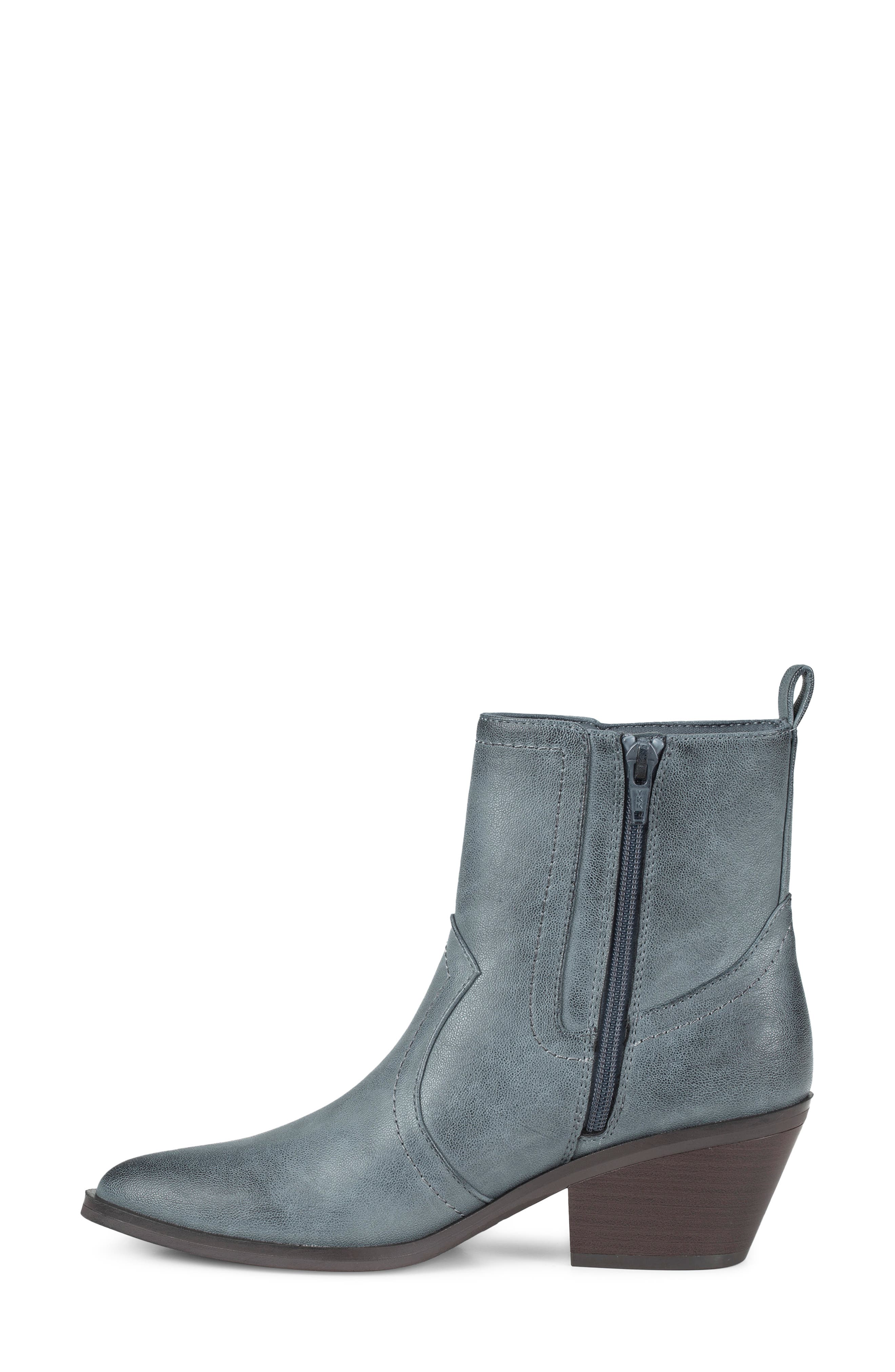 Dainah Croc Embossed Faux Leather Western Bootie, Alternate, color, NAVY