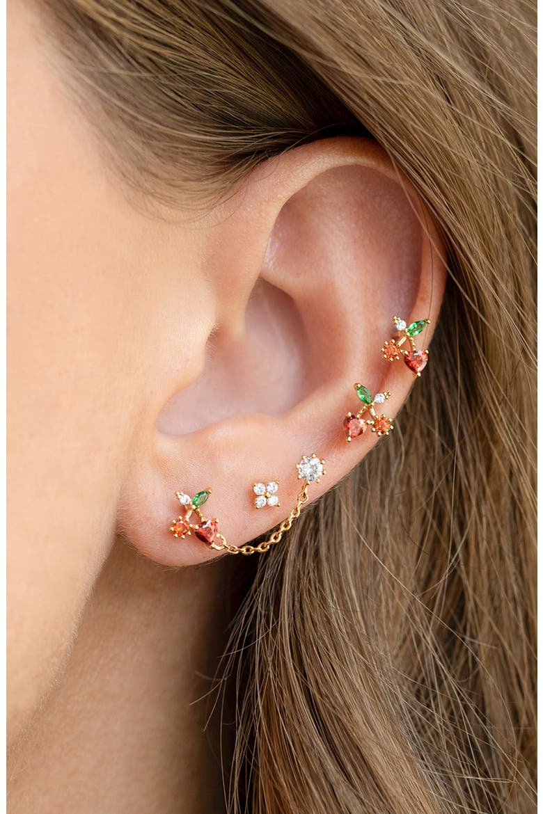 Cherry On Top Stud Earrings, Alternate, color, GOLD