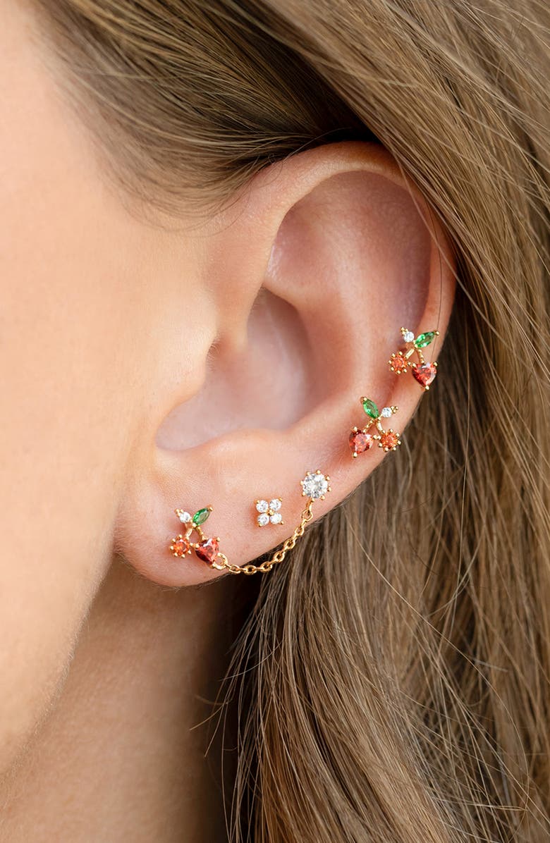 Girls Crew Cherry On Top Stud Earrings, Alternate, color, Gold