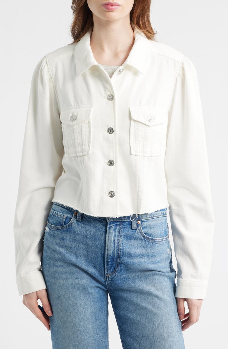 PAIGE Pacey Crop Denim Jacket, Alternate, color, Tonal Ecru