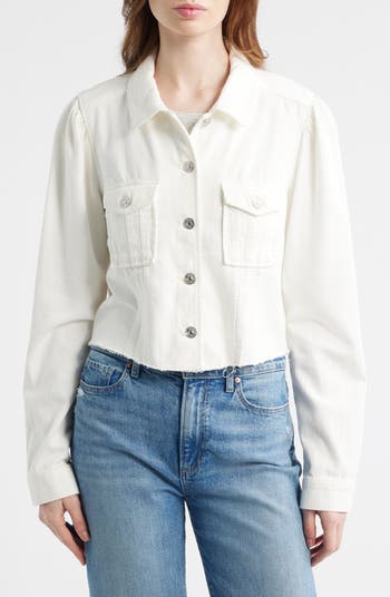 PAIGE Pacey Raw Hem Crop Twill Jacket | Nordstrom