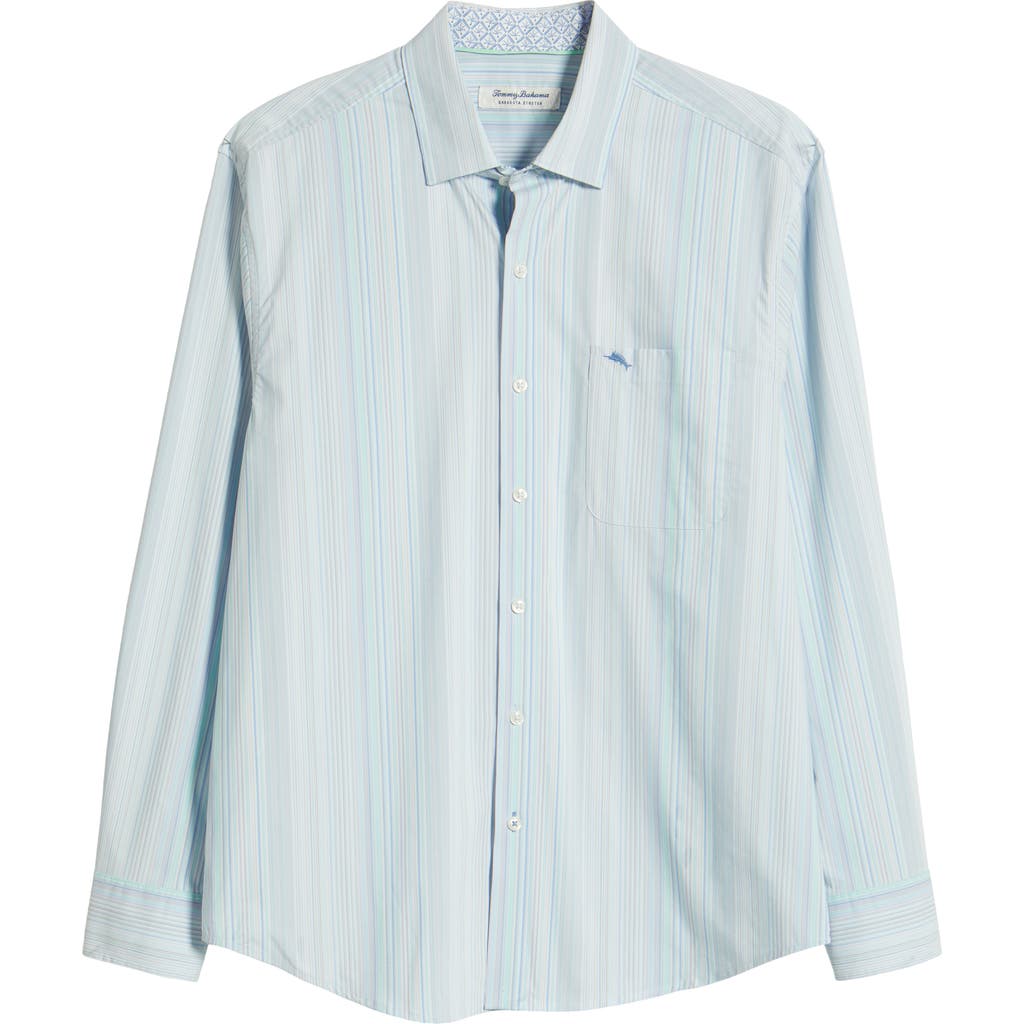 Tommy Bahama Sarasota Stretch Santiago Stripe IslandZone® Button-Up Shirt in Dew Drop