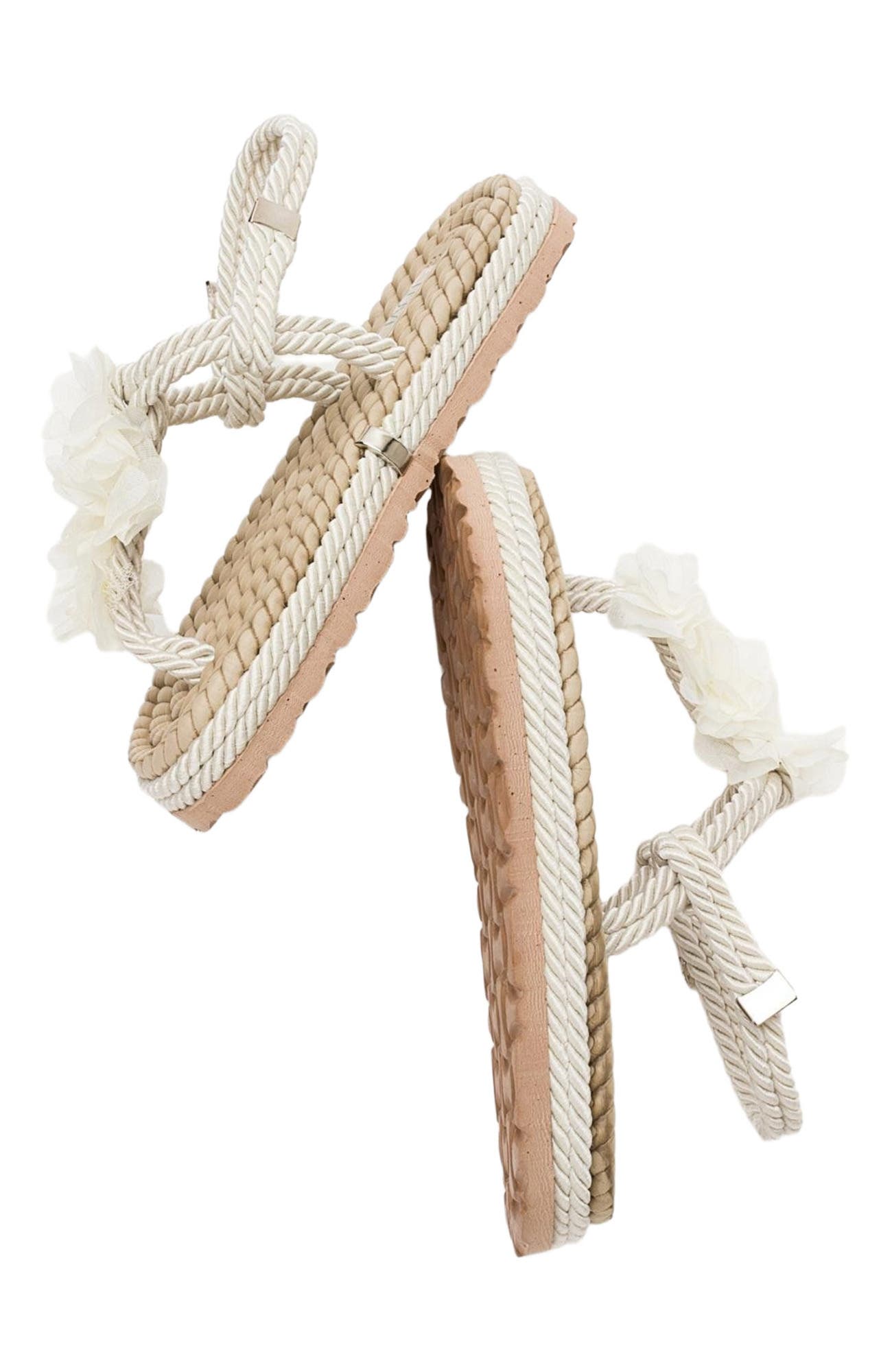SANTRA Lace-Up Thong Sandals, Alternate, color, Beige Faux Leather