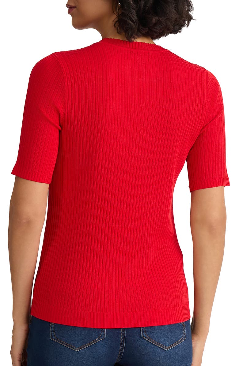 Jones New York Sutton Crewneck Short Sleeve Sweater, Alternate, color, Rouge