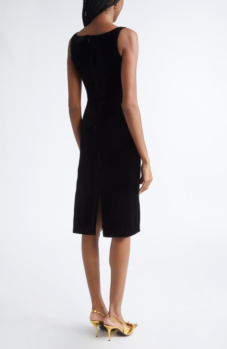 Versace Medusa Strap Liquid Velvet Body-Con Dress, Alternate, color, Black