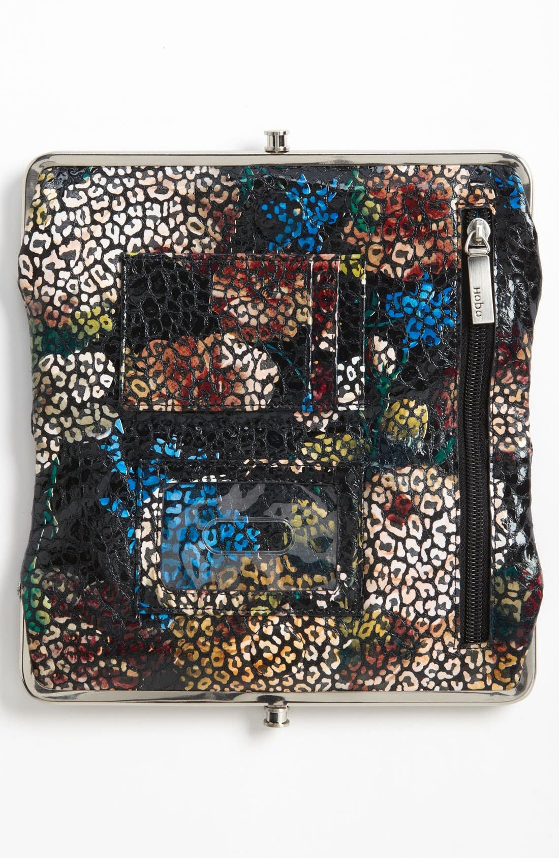 Lauren Leather Double Frame Clutch, Alternate, color, BLACK HOLIDAY