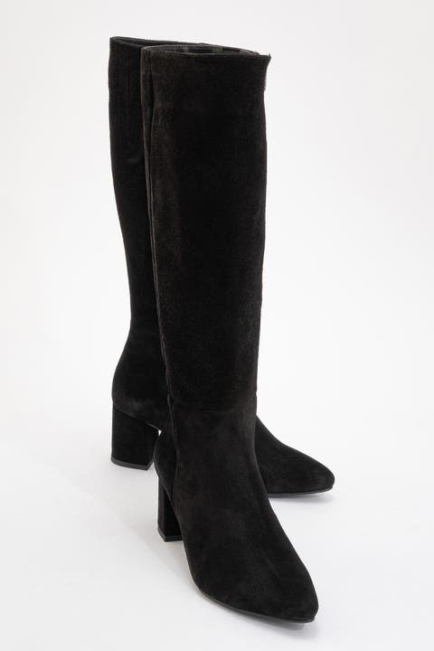 Sejas Leather Block Heel Knee-High Boot (Women)