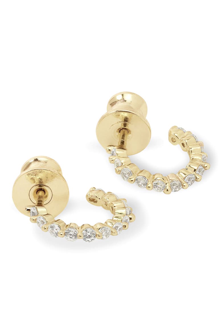 She's an Icon Huggie Hoop Earrings, Main, color, GOLD-WHITE
