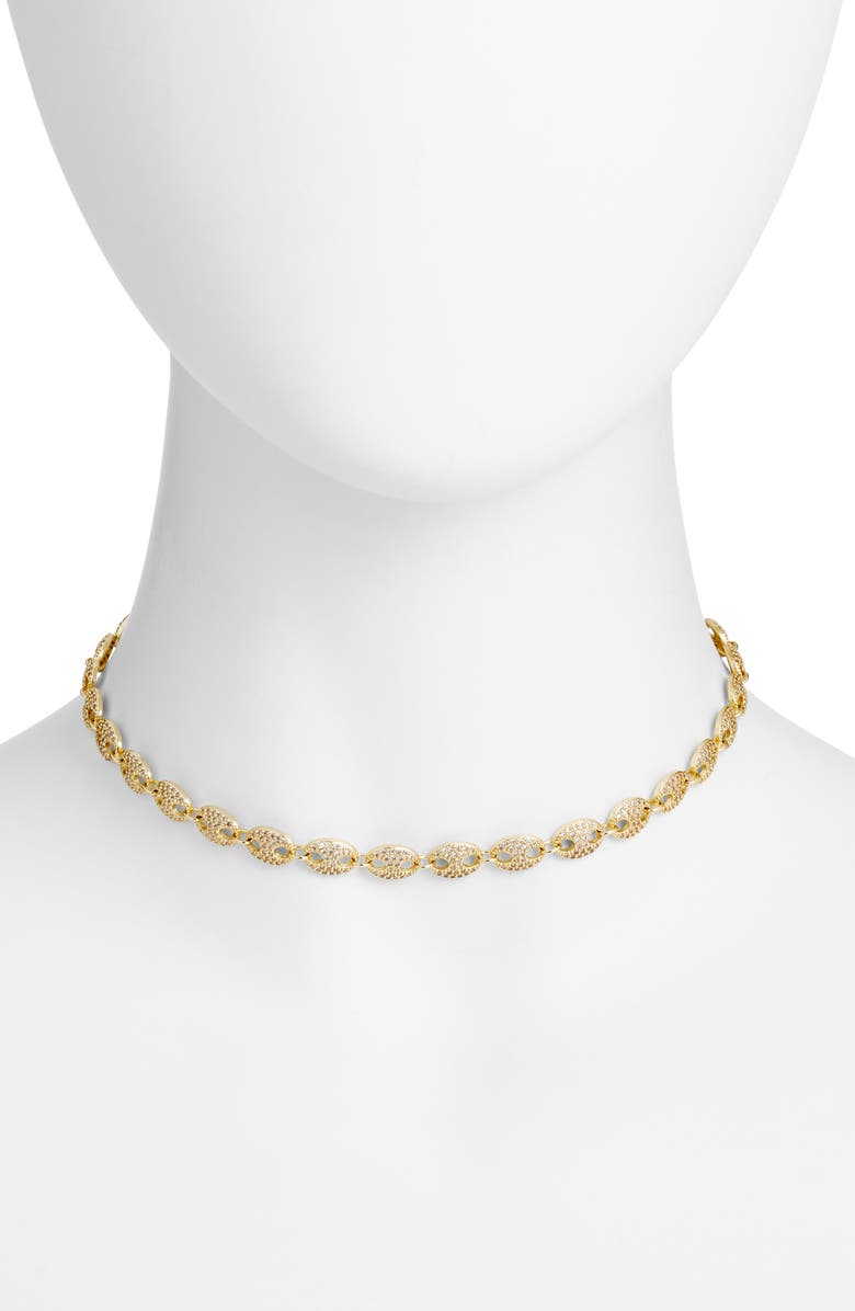 VIDAKUSH Sparkle Mariner Chain Choker, Main, color, Gold