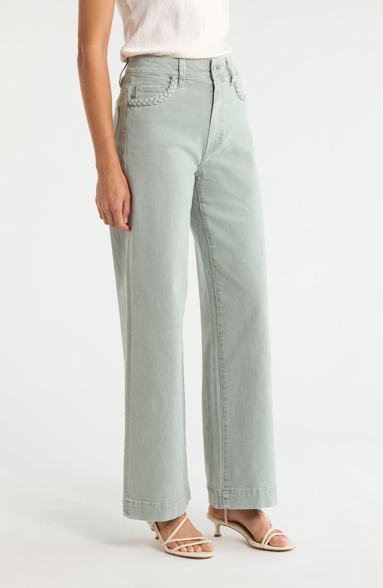 PAIGE Anessa Braided Pocket High Waist Wide Leg Jeans, Alternate, color, Vintage Seaglss