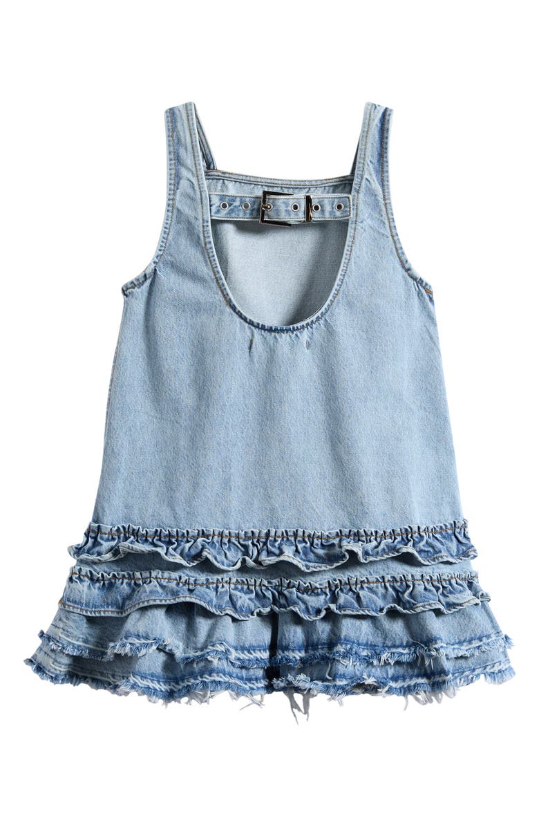 Vintage Havana Kids' Ruffle Tiered Denim Dress, Alternate, color, Light Wash