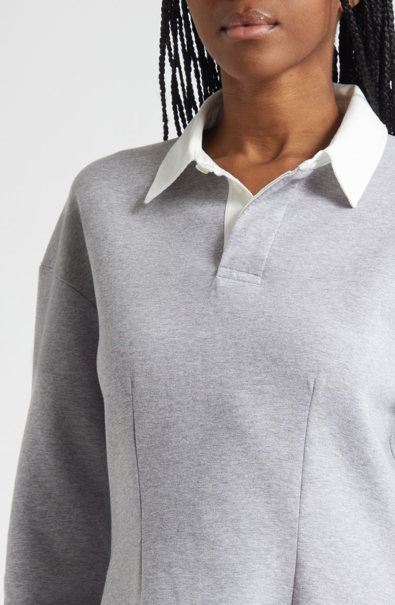 JW Anderson Long Sleeve Polo Minidress, Alternate, color, 945 Mid Grey Melange