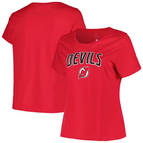 Women's Profile Red New Jersey Devils Plus Size Arch Over Logo T-Shirt