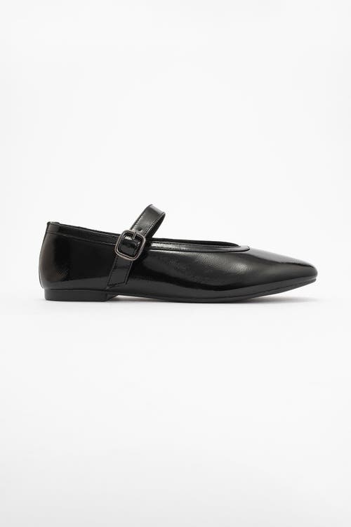 Forever & Always Shoes Matilda Leather Mary Jane Flats In Black Patent Leather