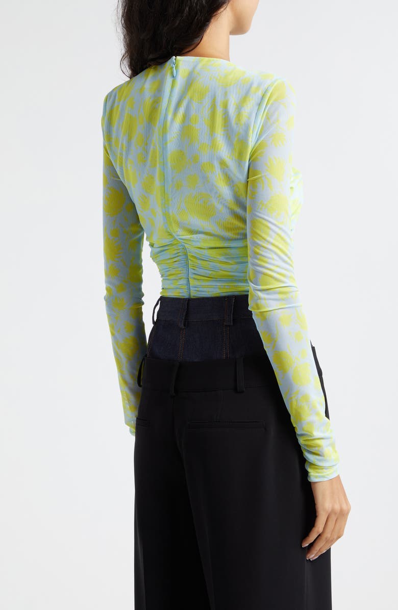 Cinq à Sept Aniya Floral Mesh Top, Alternate, color, Serene Sky/ Fresh Lime