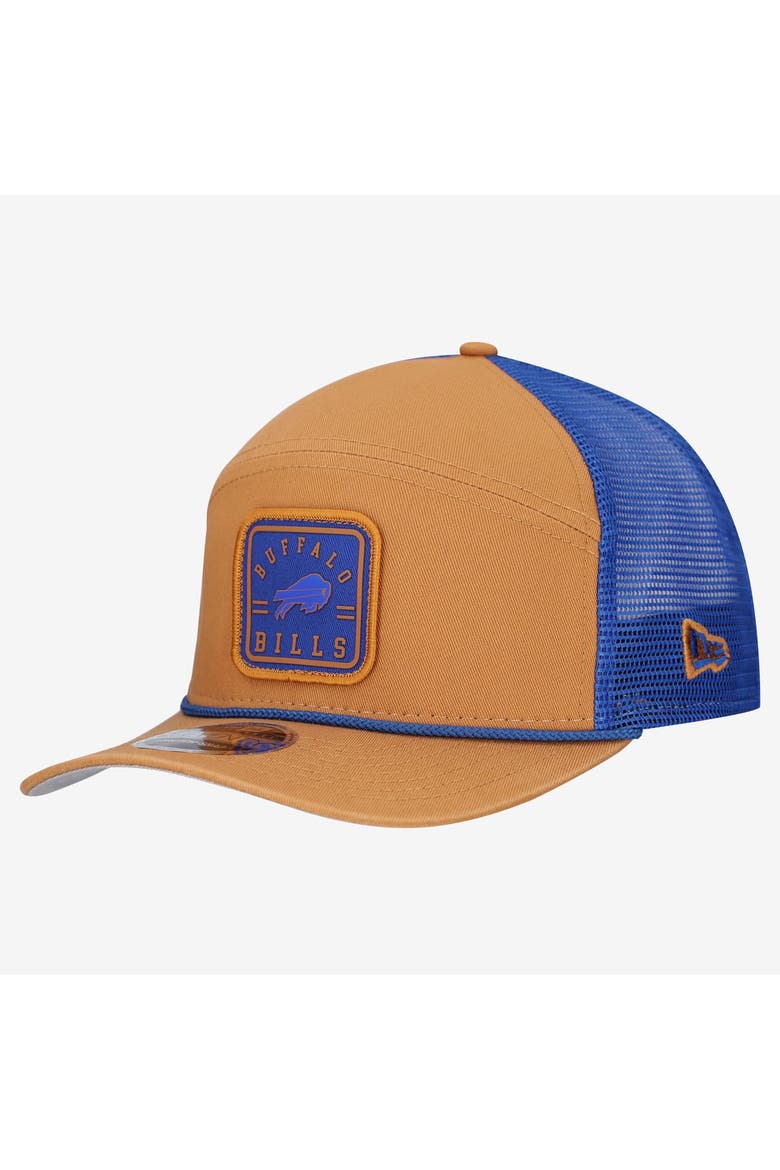 Men's New Era  Brown/Royal Buffalo Bills Team Patch Split Panel 9SEVENTY Adjustable Trucker Hat, Main, color, Brown