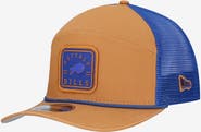 New Era Men's New Era Brown/Royal Buffalo Bills Team Patch Split Panel 9SEVENTY Adjustable Trucker Hat