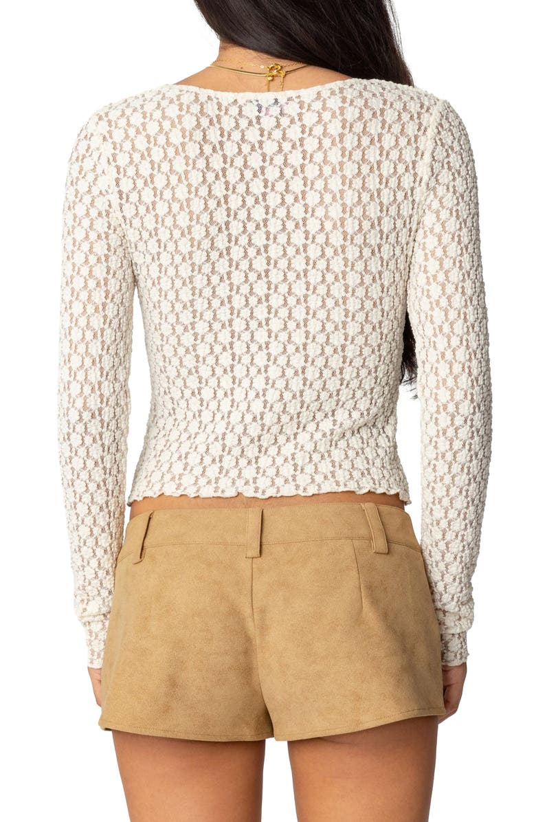 EDIKTED Laila Long Sleeve Lace Top, Alternate, color, Cream