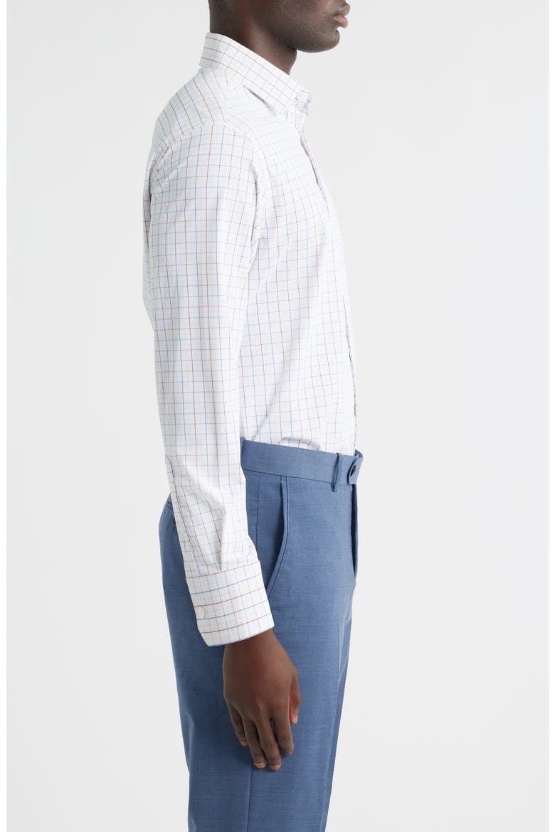Leeward Trim Fit Plaid Performance Button-Up Shirt, Alternate, color, LAVENDER HAZE JORDAN PLAID