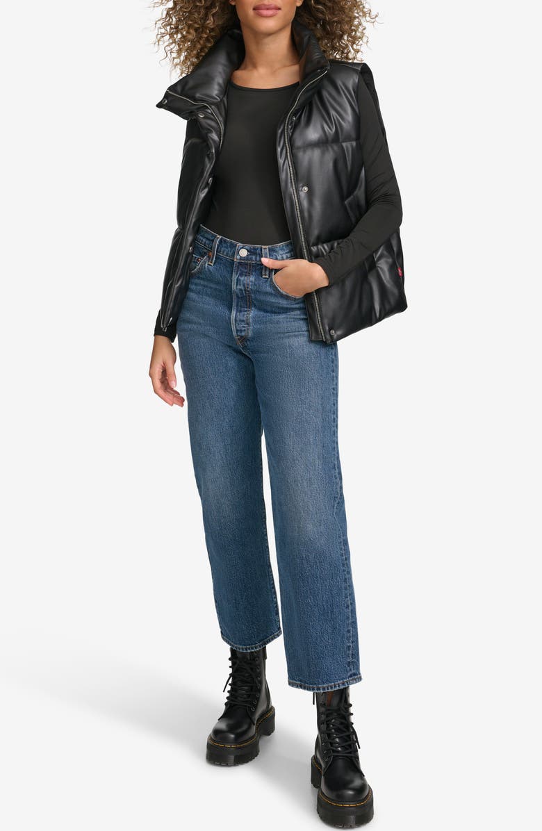 Levi's<sup>®</sup> Faux Leather Puffer Vest, Alternate, color, Black