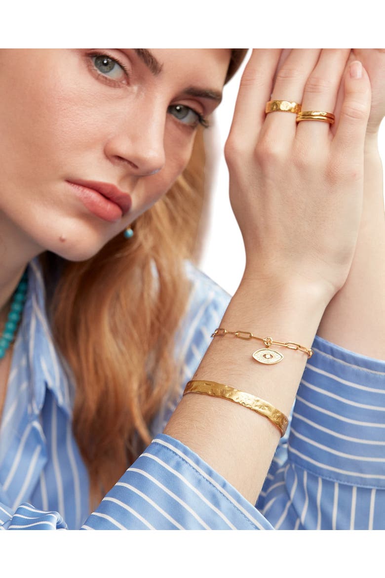 Dela Textured Cuff Bracelet, Alternate, color, Brass