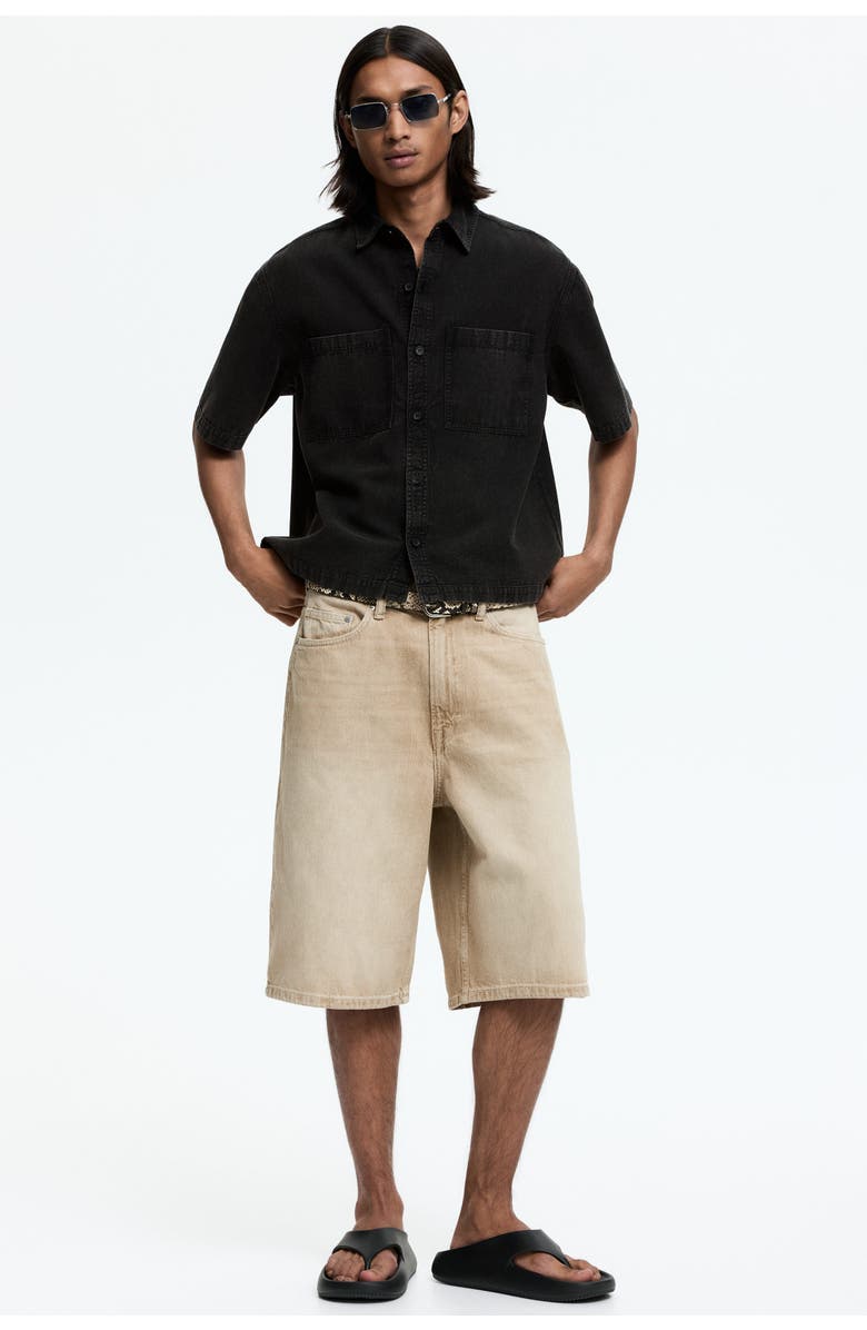 H&M Relaxed Fit Cotton Canvas Shirt, Alternate, color, Black