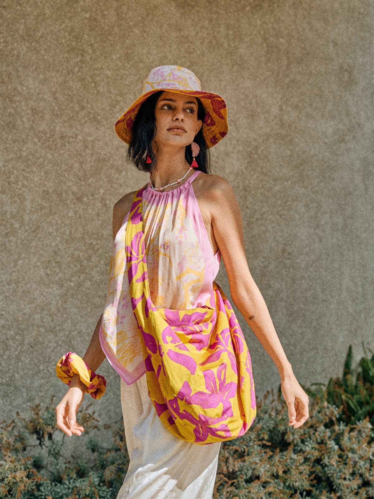 Lost Pattern NYC "Tropical Bliss" Hobo Crossbody Bag, Alternate, color, Golden Hour