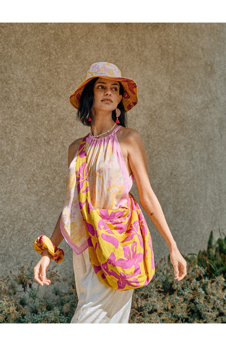 Lost Pattern NYC "Tropical Bliss" Hobo Crossbody Bag, Alternate, color, Golden Hour