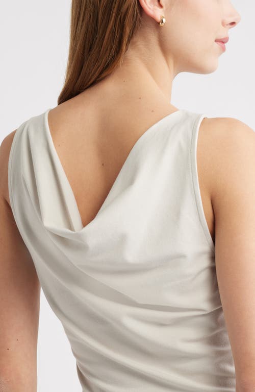 Open Edit Drape Back Sleeveless Top In Beige Pumice