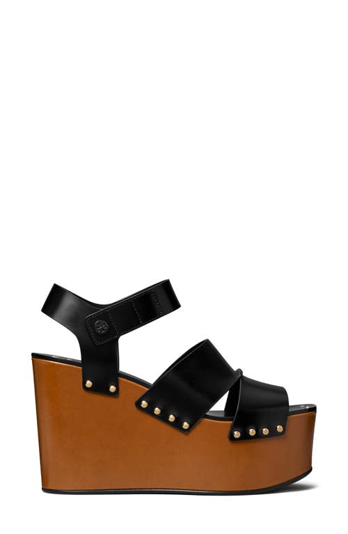 Tory Burch Studded Platform Wedge Sandal In Perfect Black