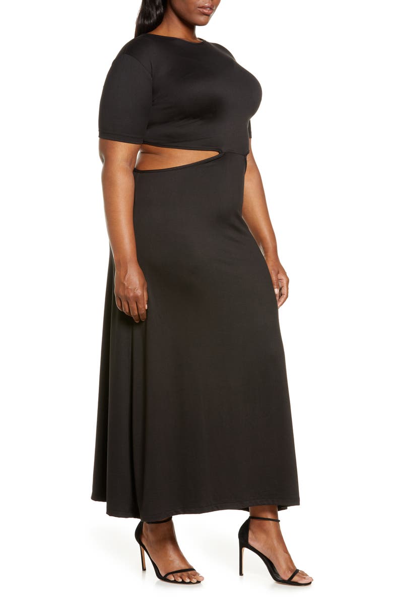 Zelie for She Shuri Cutout Waist Jersey Dress, Alternate, color, 