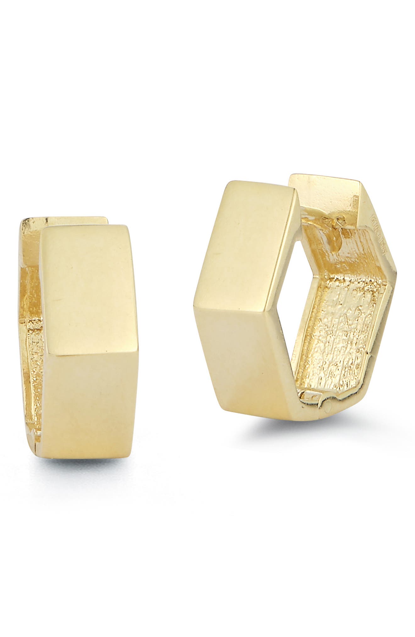 Ember Fine Jewelry 14K Gold Hexagon Huggie Hoop Earrings