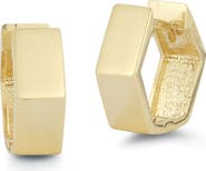 Ember Fine Jewelry 14K Gold Hexagon Huggie Hoop Earrings