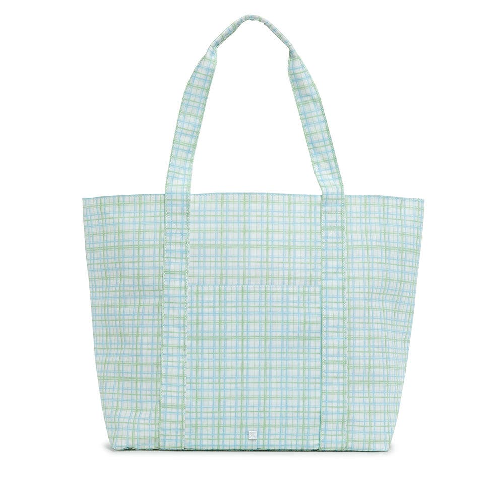 TRVL Design Classic Plaid Green Tote, Main, color, Green