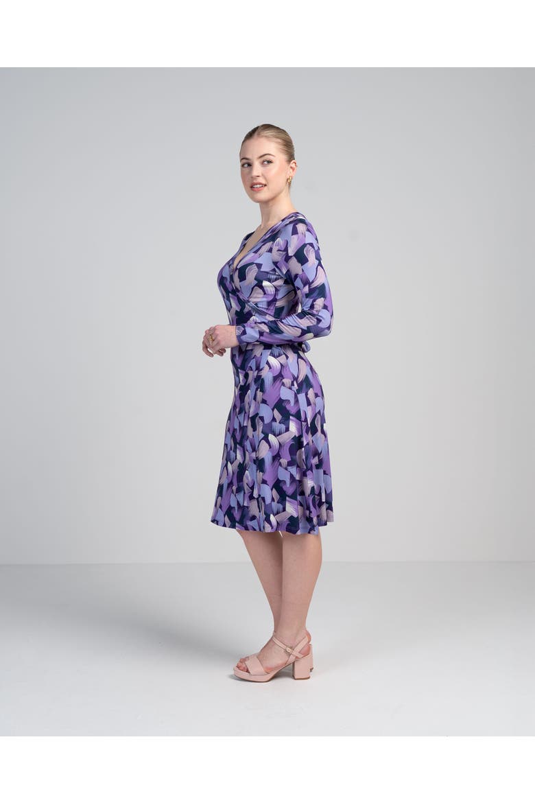 Long Sleeve Printed Wrap Dress, Alternate, color, Summer Geo