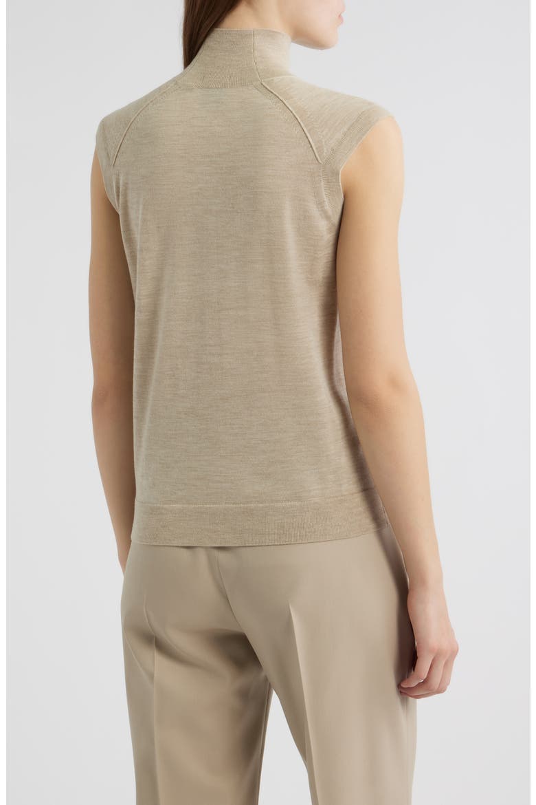 Fipini Turtleneck Sleeveless Virgin Wool Sweater, Alternate, color, LT BGE