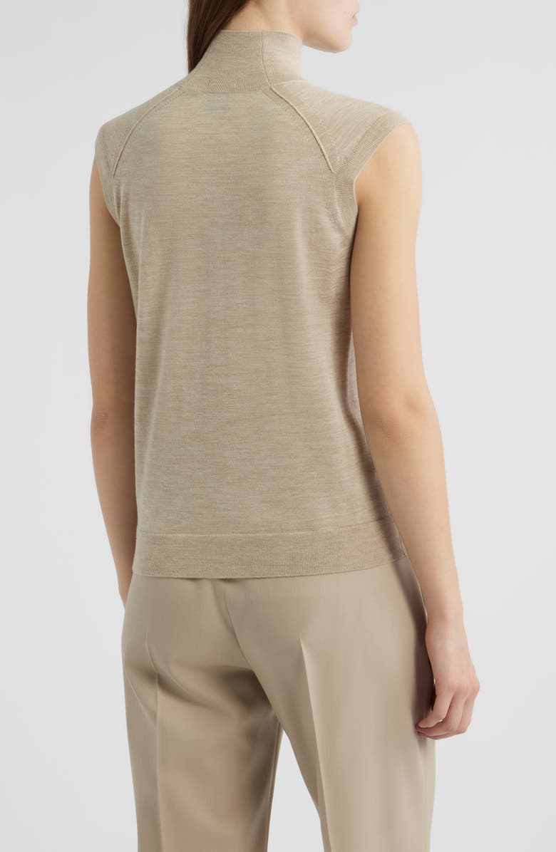 BOSS Fipini Turtleneck Sleeveless Virgin Wool Sweater, Alternate, color, Pumice Melange