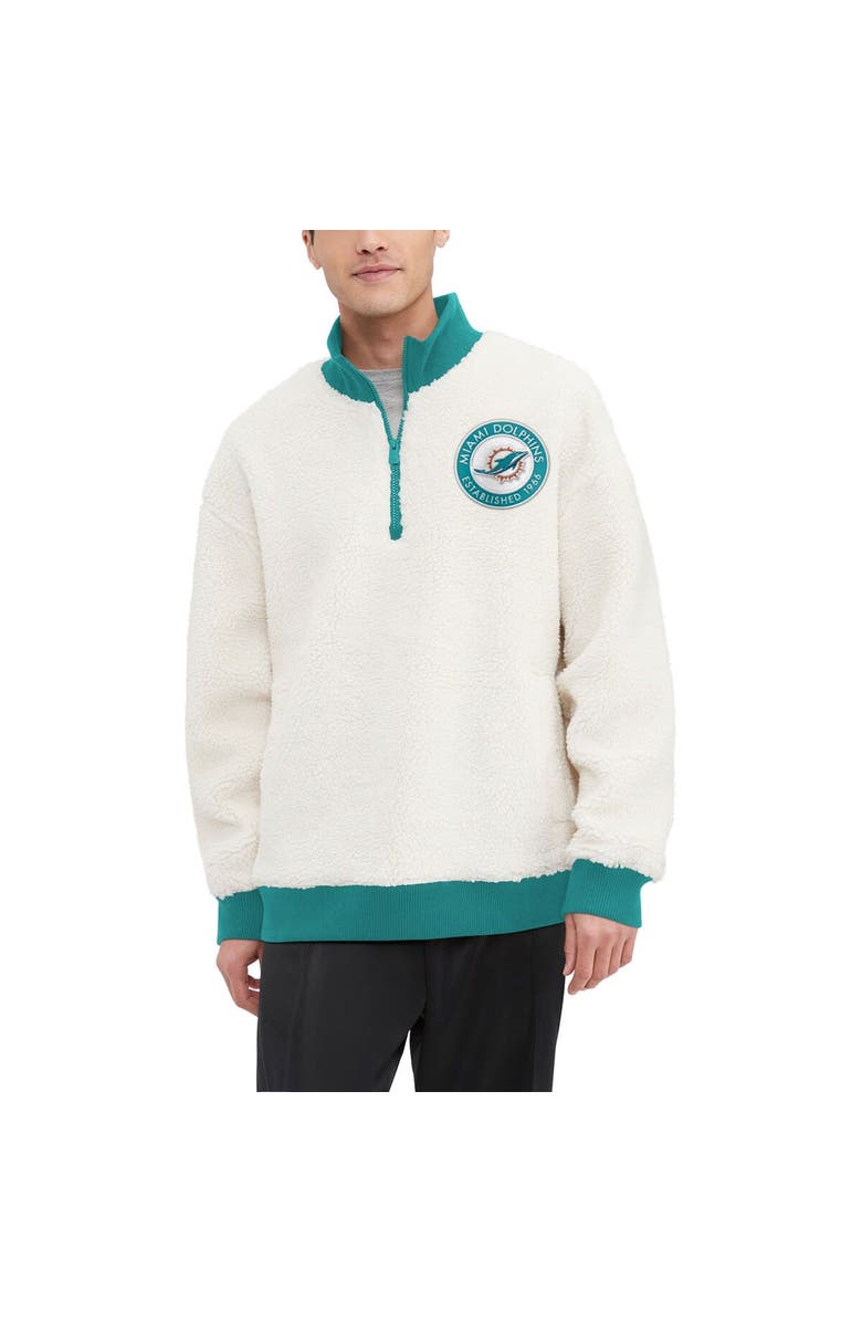 Tommy Hilfiger Men's Tommy Hilfiger Cream Miami Dolphins Jordan Sherpa Quarter-Zip Sweatshirt, Main, color, Cream