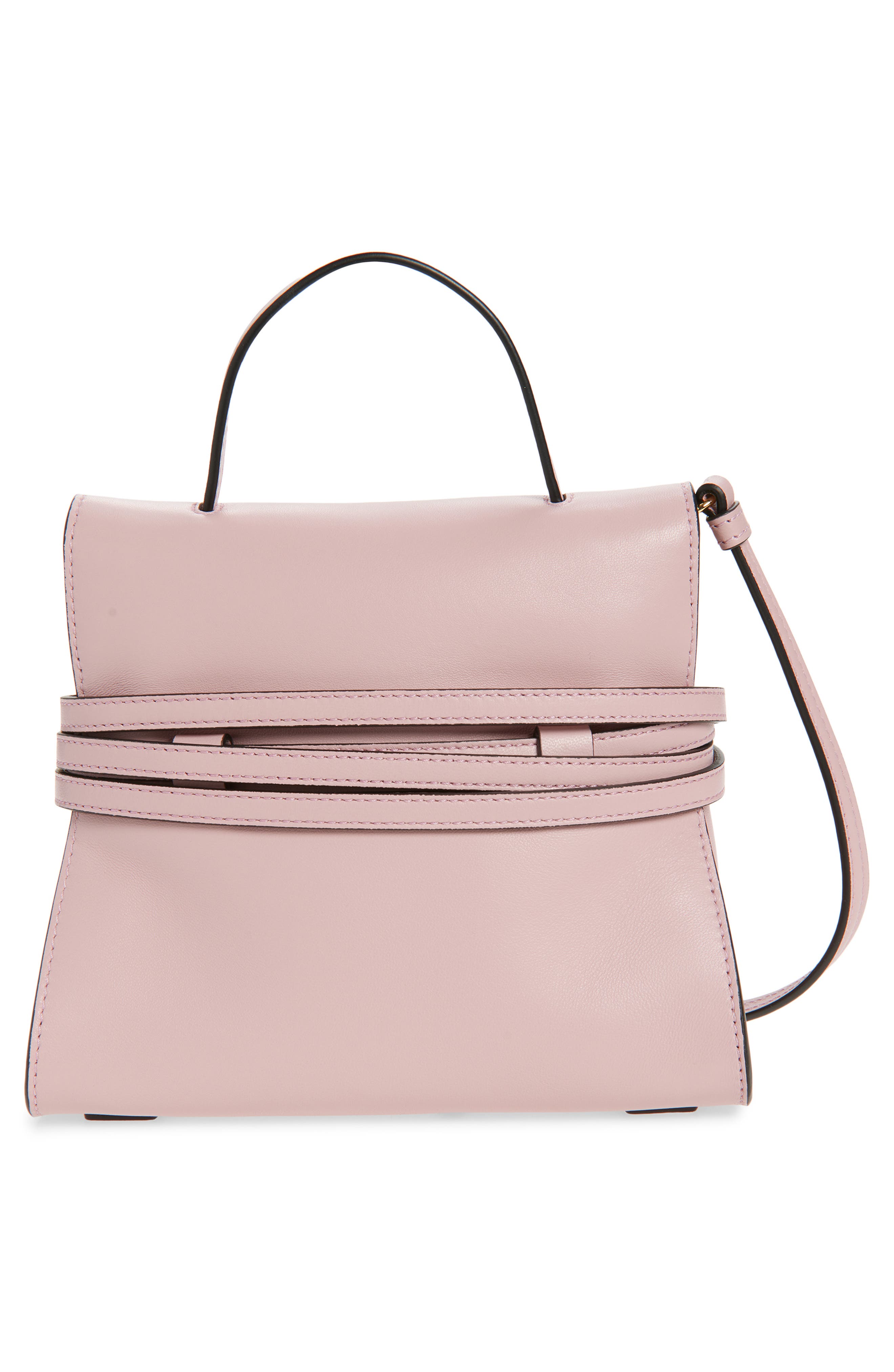 Moschino Small Tie Me Leather Top Handle Bag, Alternate, color, Pink