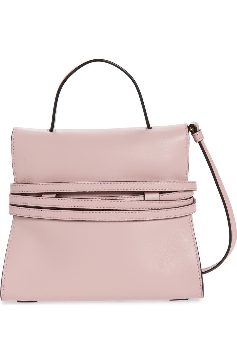 Moschino Small Tie Me Leather Top Handle Bag, Alternate, color, Pink