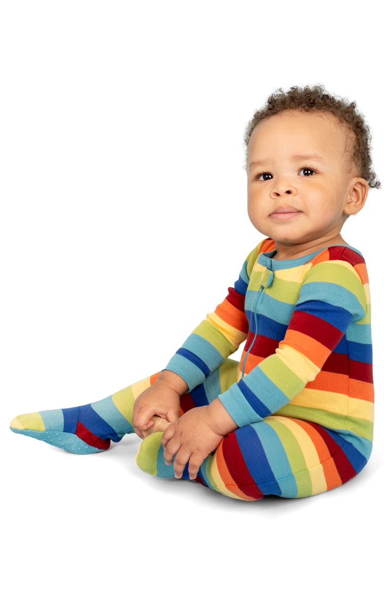 Leveret Footed Striped Cotton Matching Family Pajamas, Alternate, color, Colorful Boys