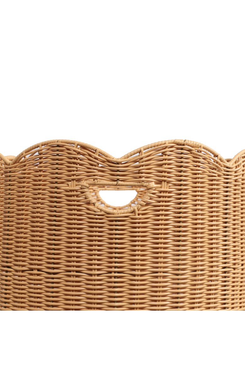 HAPPIMESS Maris Resin/Metal Scalloped Edge Nesting Storage Baskets with Handles, Alternate, color, Natural