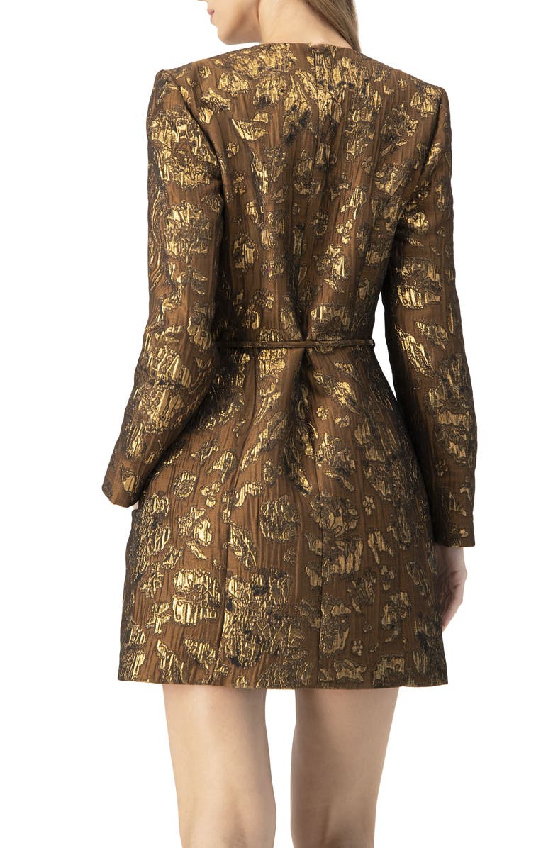 IVONNE Jacquard Short Crossed V-Neck Dress with Pockets, Alternate, color, Brown