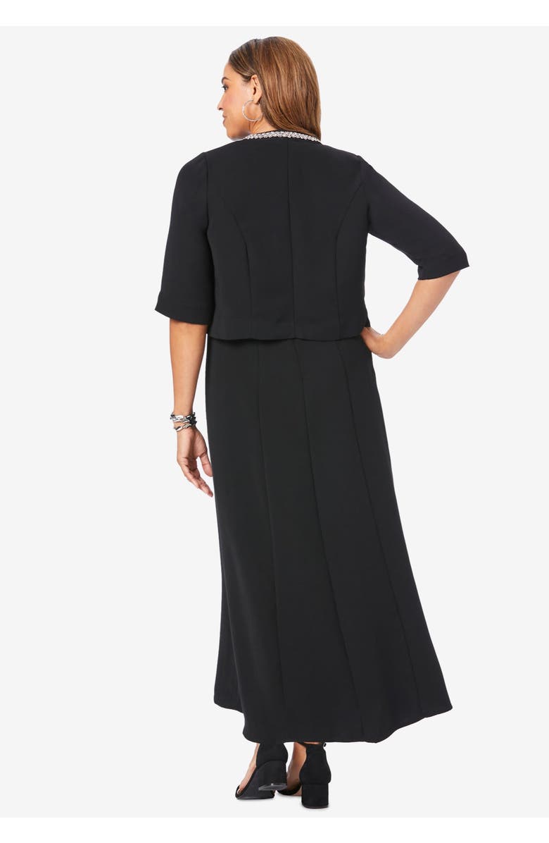 Jessica London 2-Piece Beaded Jacket Dress, Alternate, color, Black Beaded Neck