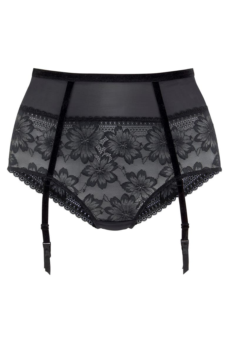 Lace High Waisted Bikini Brief, Alternate, color, Black