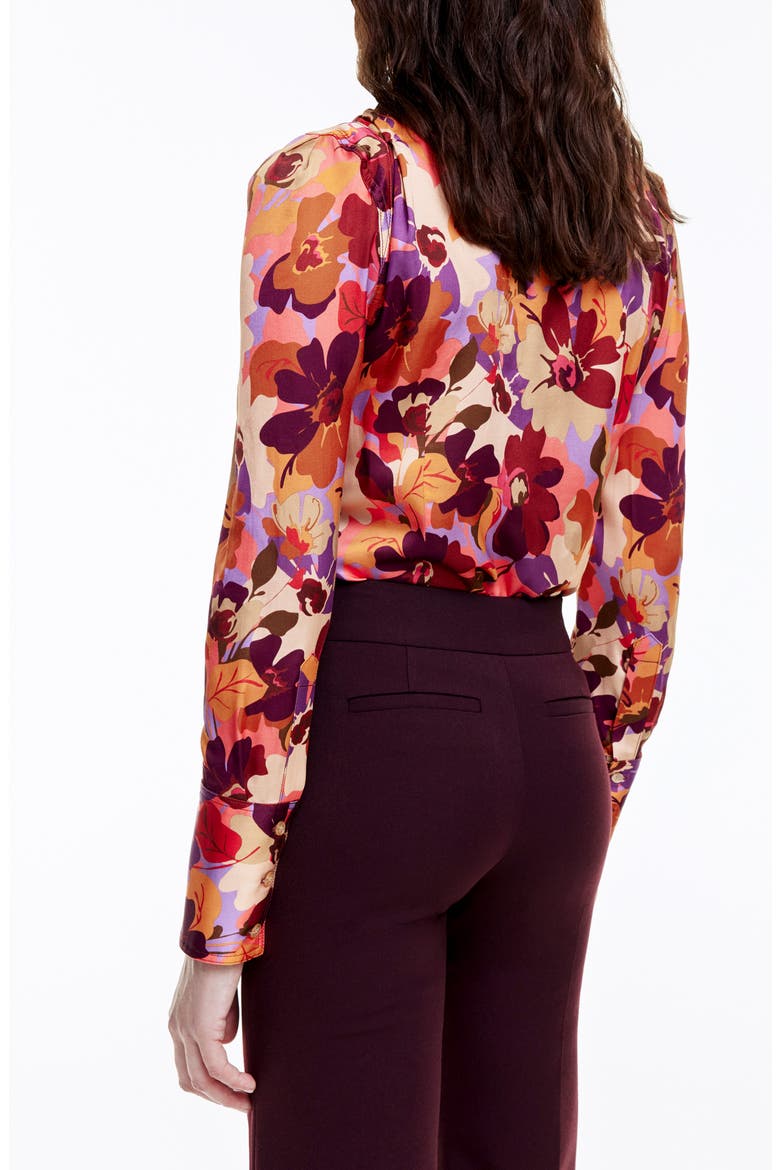 Floral Satin Button-Up Shirt, Alternate, color, GARNET FLORAL