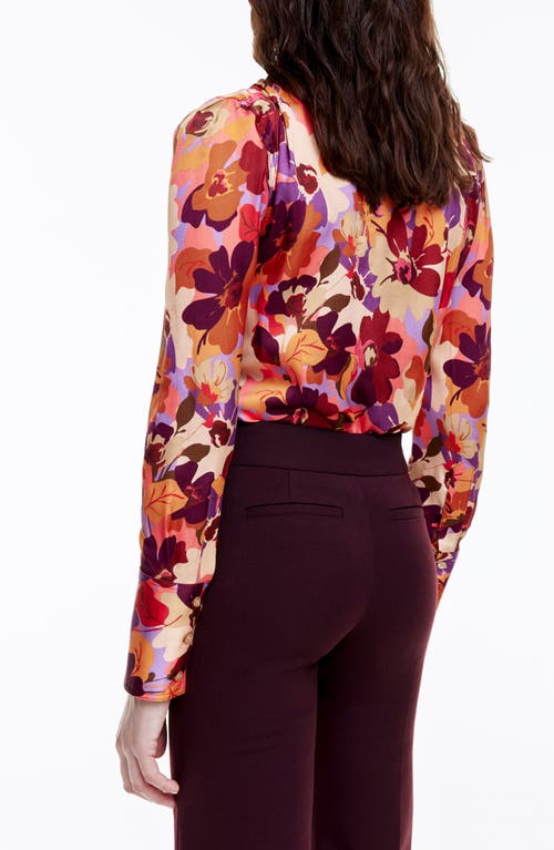 Smythe Floral Satin Button-up Shirt In Garnet Floral