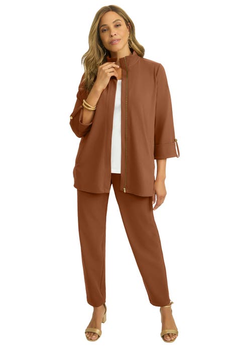 Knit Crepe Winged Collar Set (Plus Available)