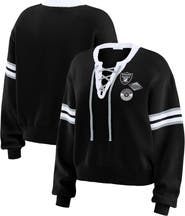 WEAR by Erin Andrews Women's WEAR by Erin Andrews Black Las Vegas Raiders Lace-Up Pullover Sweatshirt