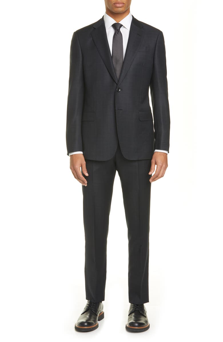 Giorgio Armani Trim Fit Check Wool Suit, Main, color, 